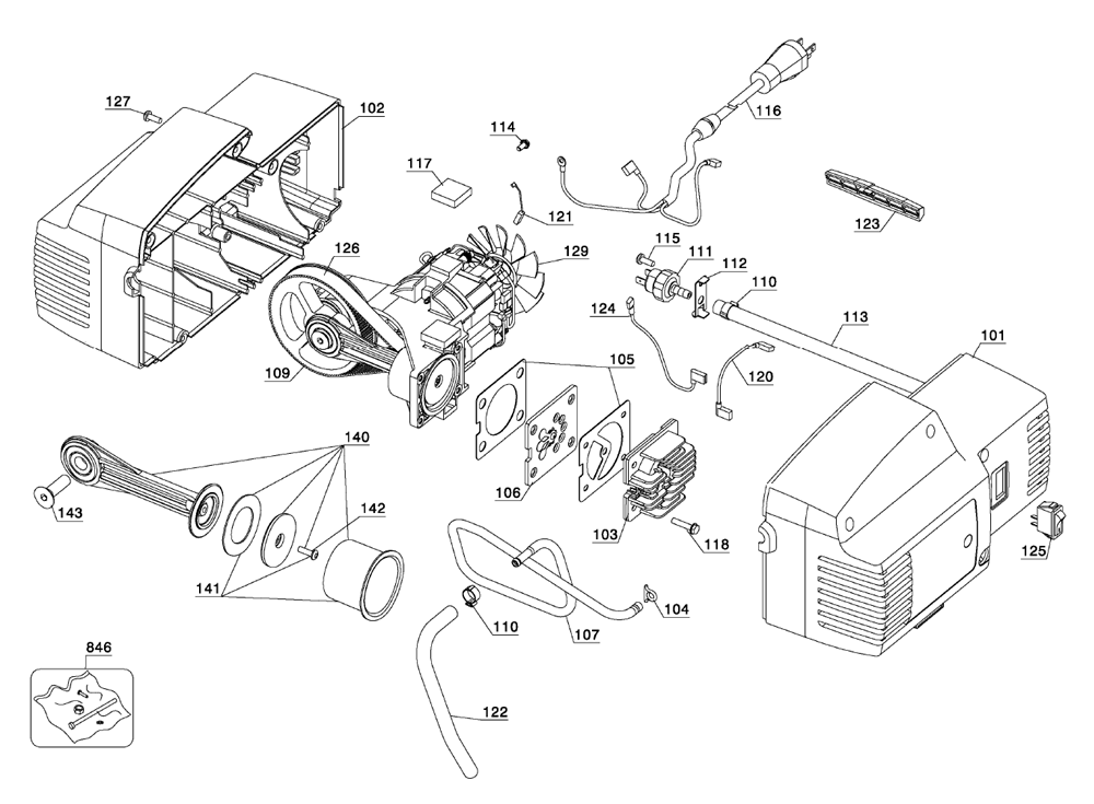 Fig-0 Diagram and Parts List for C2006 Type-T4 Porter Cable Compressor